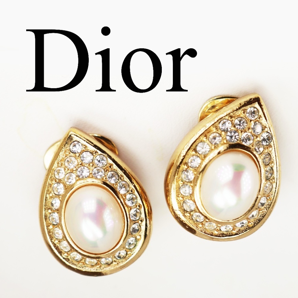 Vintage Christian Dior Crystal & Pearl Earrings